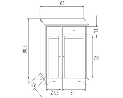 Тумба напольная состаренный белый 63 см Eban Grazia FKMGRBbidecape*4