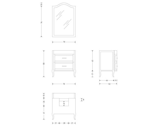 Тумба орех 70 см Eban Rachele FBSRC070Nnoce*2