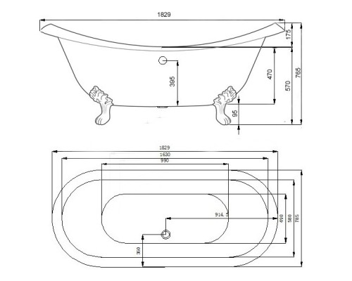 Чугунная ванна 182,9x78,5 см Elegansa Taiss Chrome I0000031