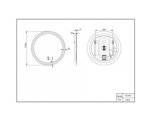 Зеркало 68x68 см Esbano ES-2481 FD