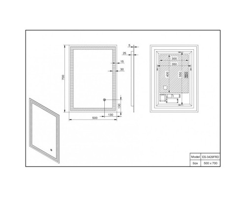 Зеркало 60x80 см Esbano ES-3429 HRD