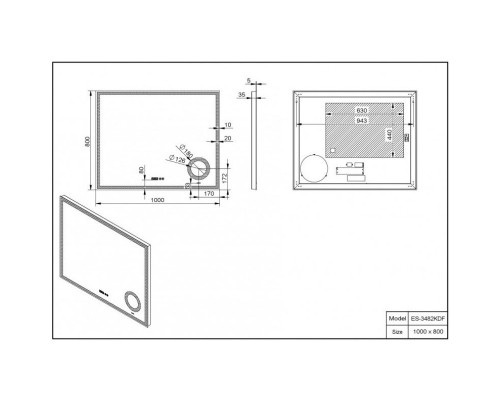 Зеркало 100x80 см Esbano ES-3482 KDF