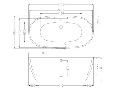 Акриловая ванна 170x80 см Esbano Rome-SM