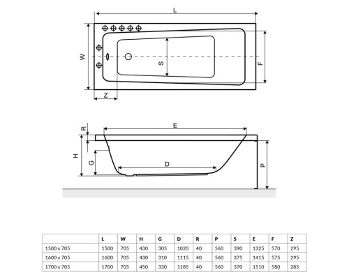 Акриловая ванна 150x70,5 см Excellent Ava WAEX.AVA.15WH