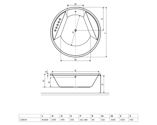 Акриловая ванна 160x160 см Excellent Great Arc WAEX.GRE16WH