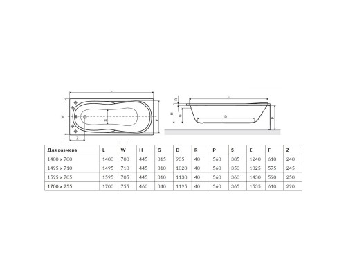 Акриловая ванна 170x75,5 см Excellent Sekwana WAEX.SEK17WH