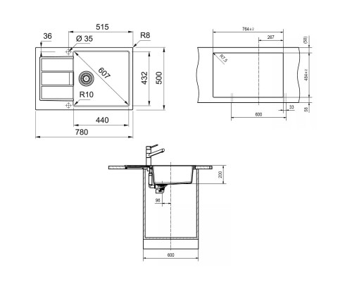 Кухонная мойка Tectonite Franke Sirius S2D 611-78 XL/500 сахара 143.0618.383