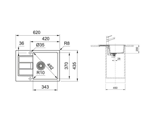 Кухонная мойка Tectonite Franke Sirius S2D 611-62/435 оникс 143.0628.288