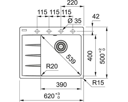 Кухонная мойка Fragranit Franke Centro CNG 611/211-62 TL белый 114.0639.704