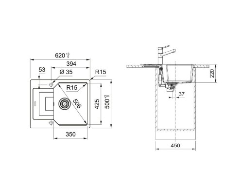 Кухонная мойка Fragranit Franke Urban UBG 611-62 оникс 114.0612.258