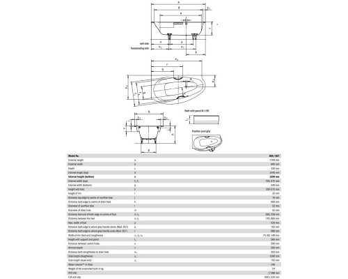 Стальная ванна 170x90 см R Kaldewei Studio Star 827-1 с покрытием Easy-Clean