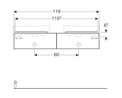 Тумба натуральный дуб 119 см Geberit iCon 841322000