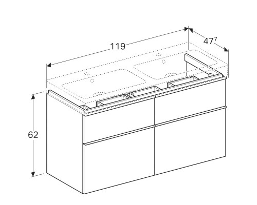 Тумба натуральный дуб 119 см Geberit iCon 841522000