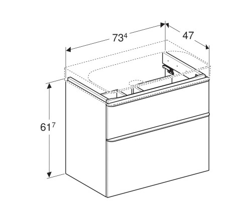 Тумба песочный глянец 73,4 см Geberit Smyle Square 500.353.JL.1