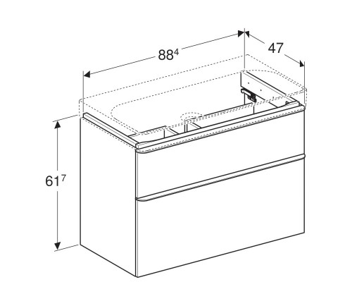 Тумба песочный глянец 88,4 см Geberit Smyle Square 500.354.JL.1