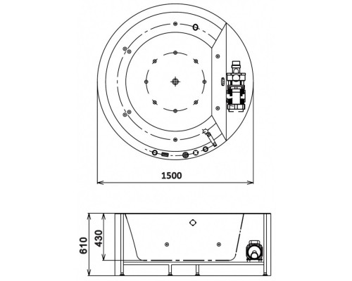 Акриловая гидромассажная ванна 150x150 см Gemy G9230 K