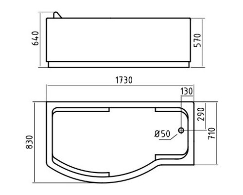 Акриловая гидромассажная ванна 173x83 см R Gemy G9010B R