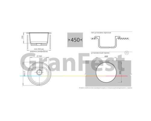 Кухонная мойка белый GranFest Rondo GF-R510