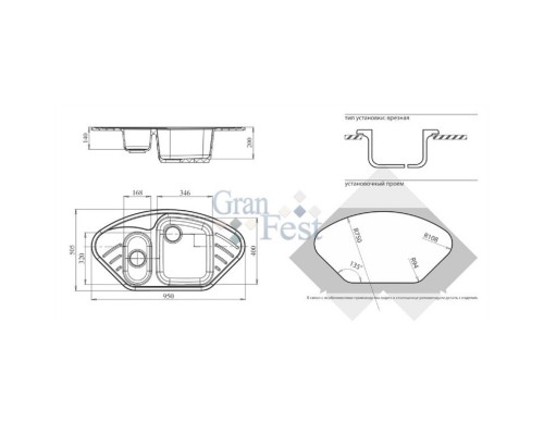 Кухонная мойка красный марс GranFest Corner GF-C96