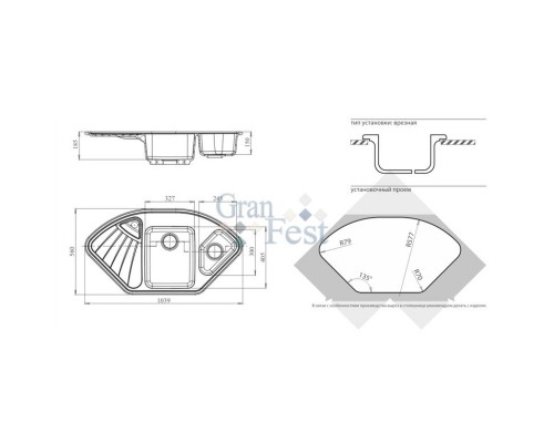 Кухонная мойка белый GranFest Corner GF-C1040E