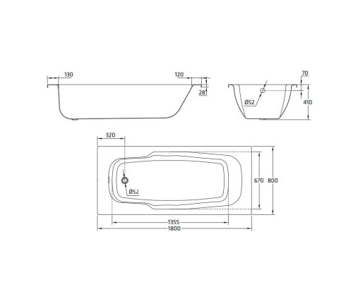 Стальная ванна 180x80 см BLB Atlantica B80A