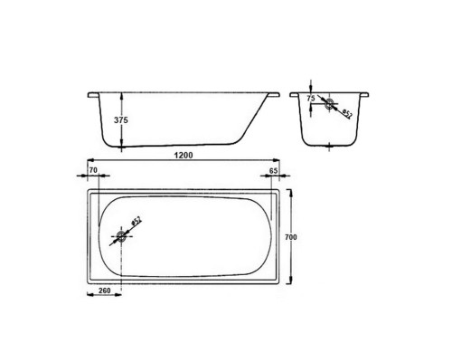 Стальная ванна 120x70 см BLB Europa B20ESLS