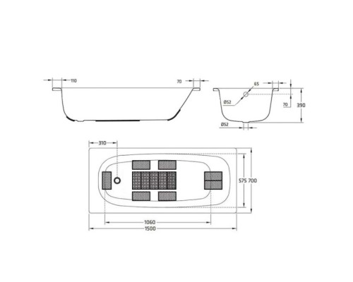 Стальная ванна 150x70 см BLB Universal HG B50H