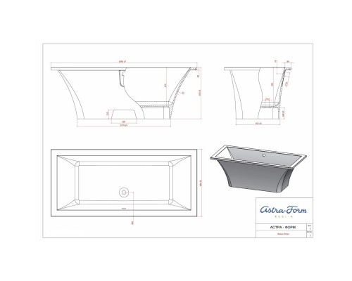 Ванна из литого мрамора 185x85 см Astra-Form Лотус 01010036