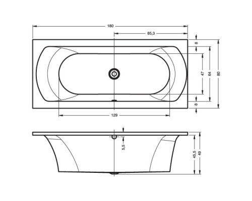 Акриловая ванна 180x80 см Riho Lima B052001005