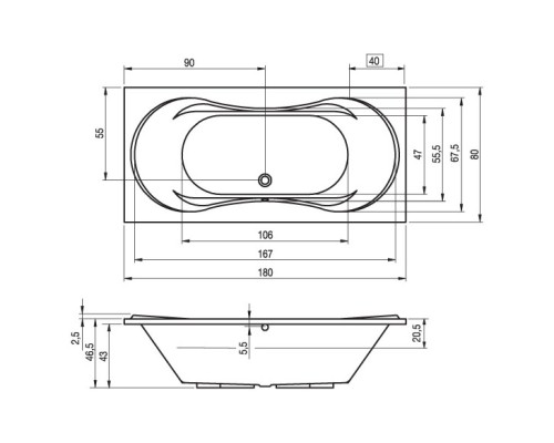 Акриловая ванна 180x80 см Riho Supreme B012001005