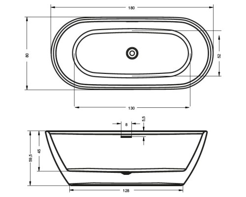 Акриловая ванна 180x80 см Riho Inspire B085001005