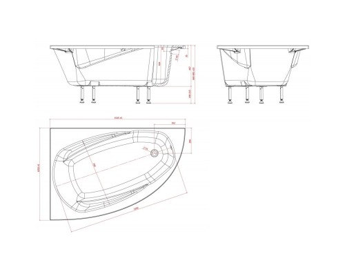 Ванна из литого мрамора 154,5x105 см L Astra-Form Тиора 01010023