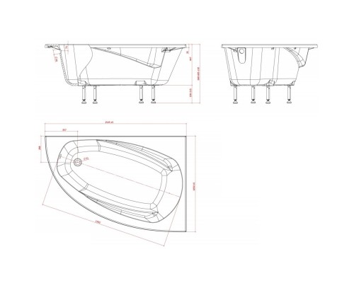 Ванна из литого мрамора 154,5x105 см R Astra-Form Тиора 01010028