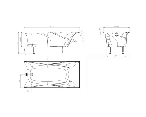 Ванна из литого мрамора 170x80 см Astra-Form Вега Люкс 01010003