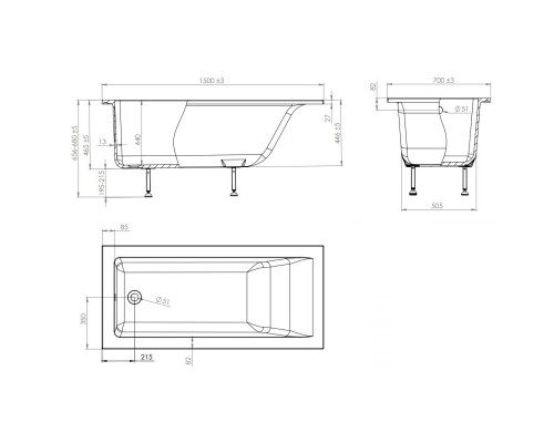 Ванна из литого мрамора 150x70 см Astra-Form Нейт 010129