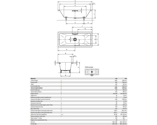 Стальная ванна 200x100 см Kaldewei Conoduo 735 Standard