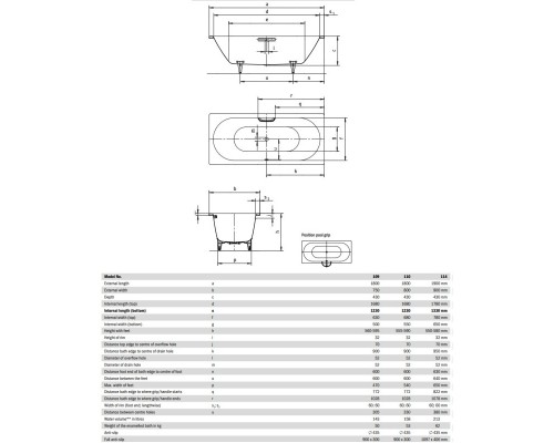 Стальная ванна 180x80 см Kaldewei Classic Duo 110 Standard