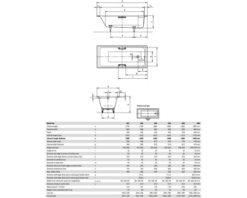 Стальная ванна 170x80 см Kaldewei Puro 691 с покрытием Easy-Clean