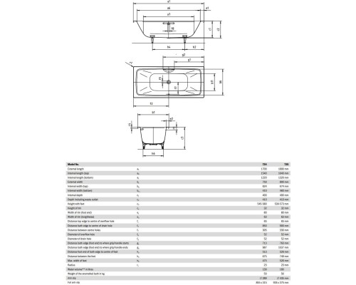 Стальная ванна 180x80 см Kaldewei Cayono Duo 725 Standard