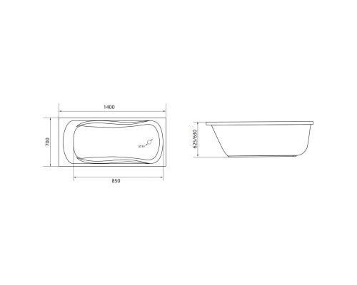 Акриловая ванна 140x70 см 1Marka Classic 01кл1470 А