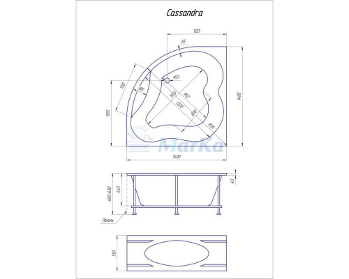 Акриловая ванна 140x140 см 1Marka Cassandra 01кас1414