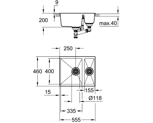 Кухонная мойка Grohe K500 серый 31648AT0