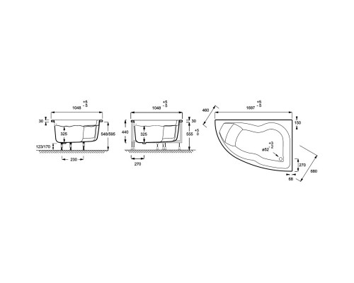 Акриловая ванна 170x105 см правая Jacob Delafon Micromega Duo E60220RU-00