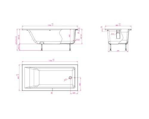 Ванна из литого мрамора 170x80 см Astra-Form Нейт 010115