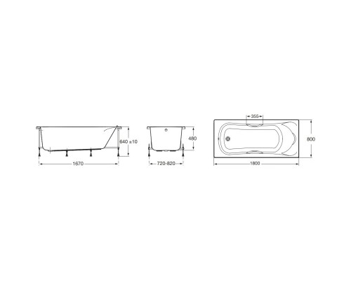 Акриловая ванна 180x80 см с отверстиями для ручек Roca BeCool ZRU9302782