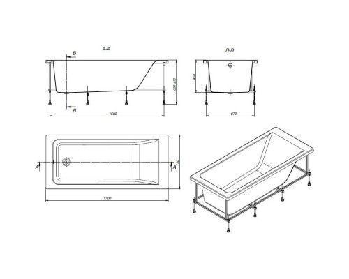 Акриловая ванна 170x75 см Roca Easy ZRU9302899