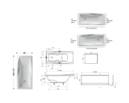 Акриловая ванна YOU 175x85 N без перелива Ravak C791200000