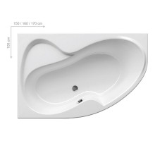 Асимметричная акриловая ванна Rosa II PU Plus 160 x 105 L Ravak CM210P0000