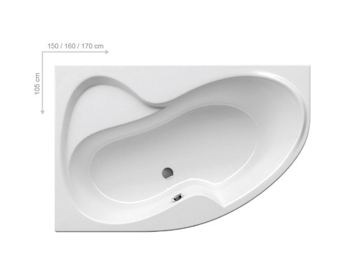 Асимметричная акриловая ванна Rosa II PU Plus 160 x 105 L Ravak CM210P0000