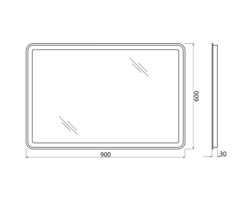 Зеркало 90x60 см BelBagno Marino SPC-MAR-900-600-LED-BTN